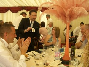 At a table in Gloucestershire at a wedding Andy finishes his card trick illusion. A moment of pure magic and surprise!