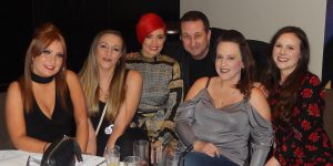 Andy with a group of guests he met during a party in Swindon.