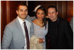 Andy Field celebrating with the bride and groom. Creating magical memories on their special day