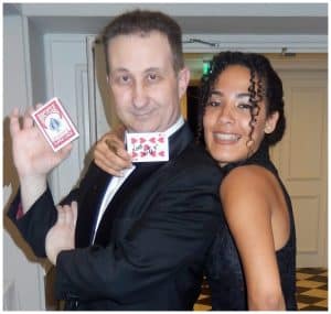 Andy Field having fun with a guest during close-up magic