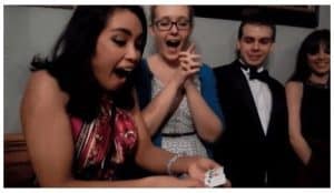 Guests having jaw-dropping reactions to close-up magic performed by Bristol party magician Andy Field