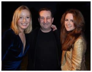 Andy Field with two guests at an anniversary party in Bath
