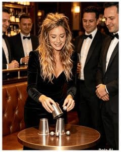 Misdirection during a Cups and Balls magic performance
