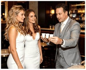 Magician performing close-up magic for guests at a wedding